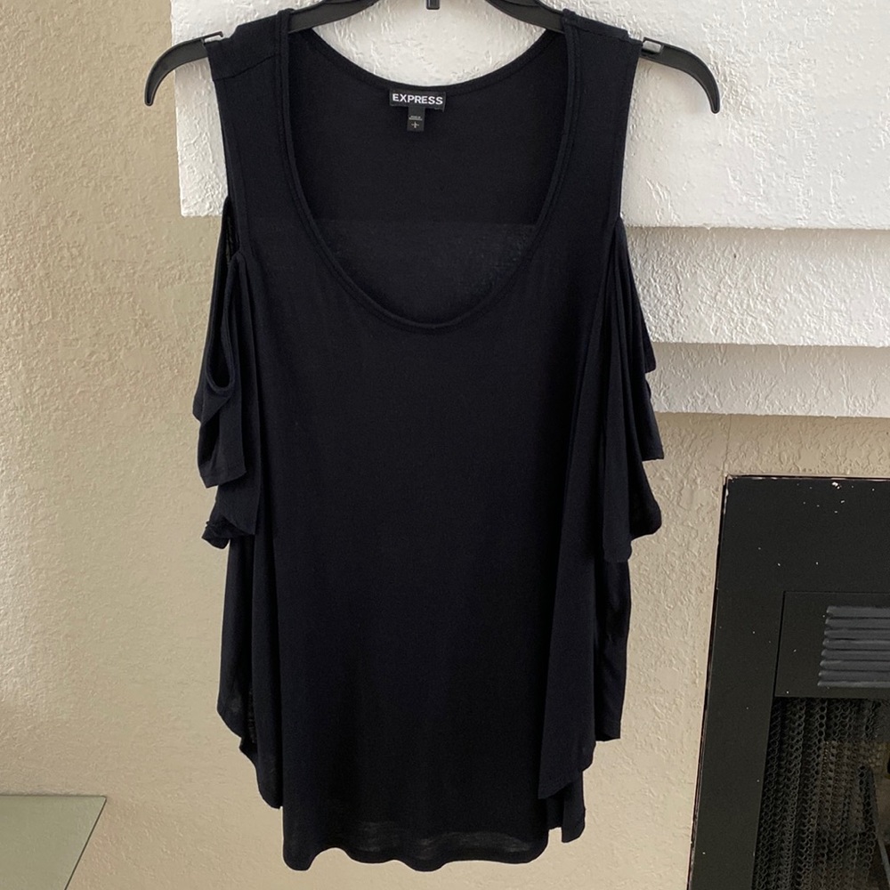 Express Black Cold Shoulder Top Size Large